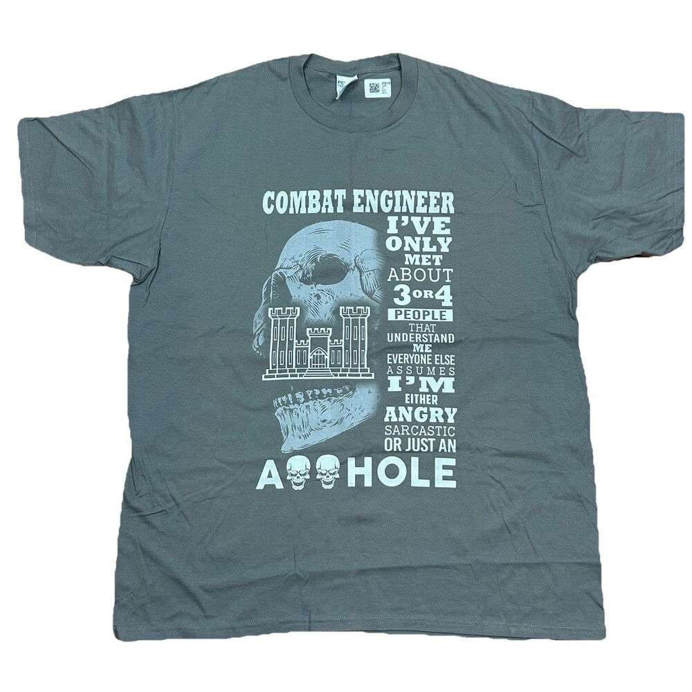 Combat Engineer Gray T-Shirt Men’s Sz XL NEW Angry Sarcastic Funny